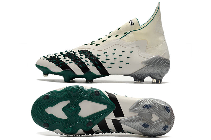 Men's Adidas Predator Freak+ FG White/Green Soccer Cleats - Brand New
