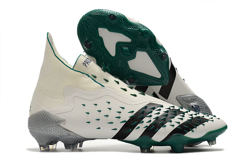 Men's Adidas Predator Freak+ FG White/Green Soccer Cleats - Brand New