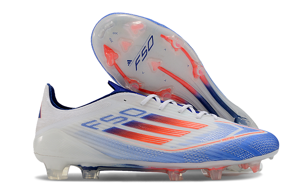 F50 Elite FG White Blue - Professional Men's Firm Ground Football Boots