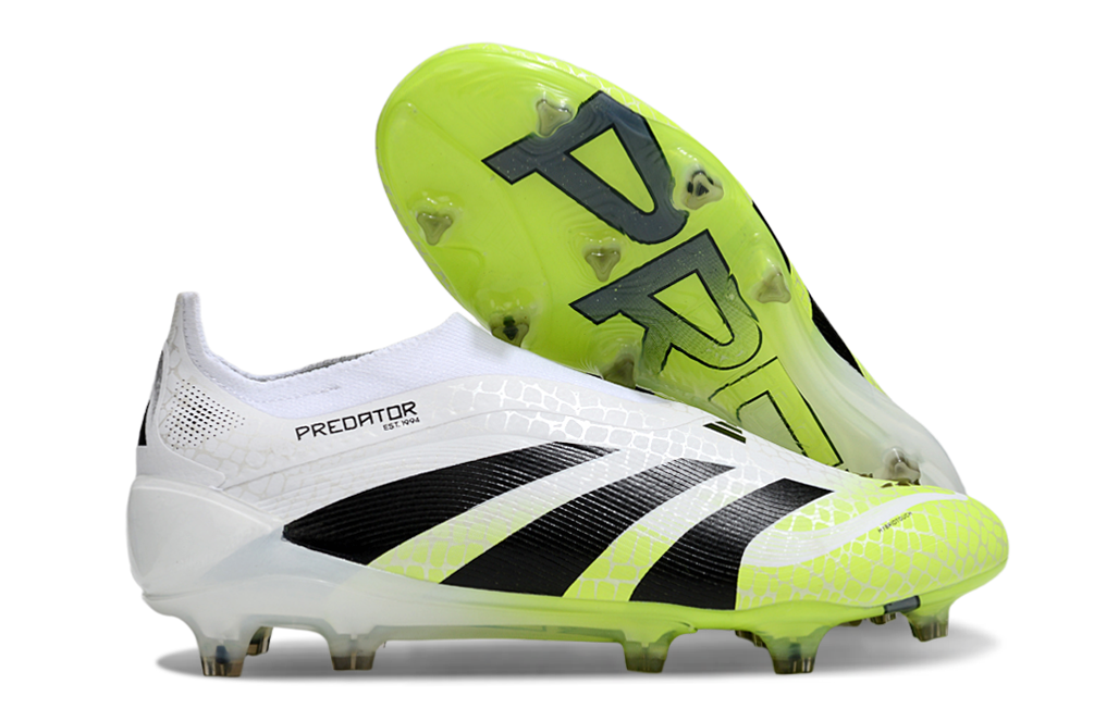 Predator Elite LL FG Football Boots - White/Green - Enhanced Grip & Control