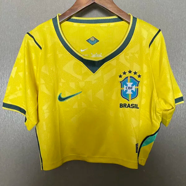 2026 Brazil Womens Crop Top Home Kit Stadium Version