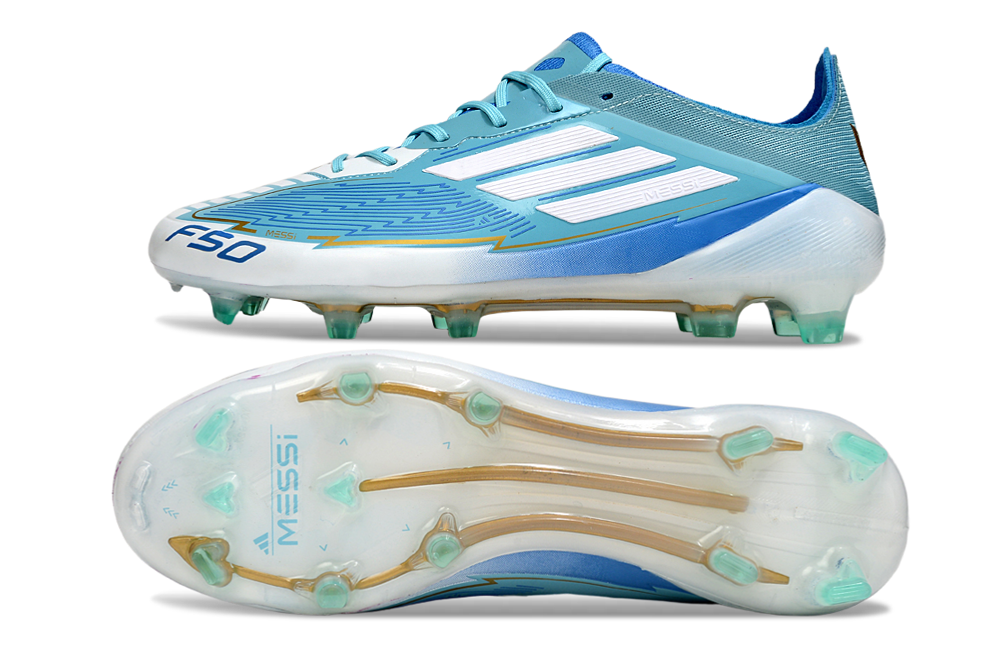 Adidas F50 Elite FG Laced Blue Ice Messi Edition - Professional Firm Ground Football Boots