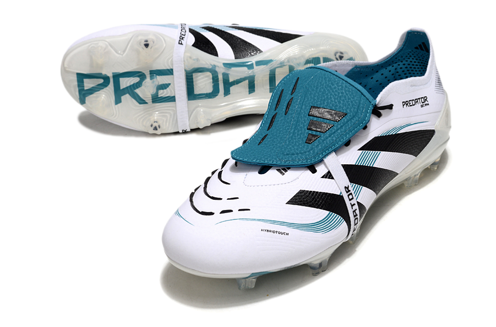 Predator Elite FT FG Football Boots - White/Blue for Superior Grip and Agility