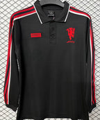 2027 Man. Utd. Long Sleeve Retro Style Black Kit Stadium Version