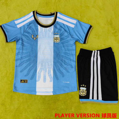 2026 Argentina Kids Messi Farewell Sky Blue Kit Player Version