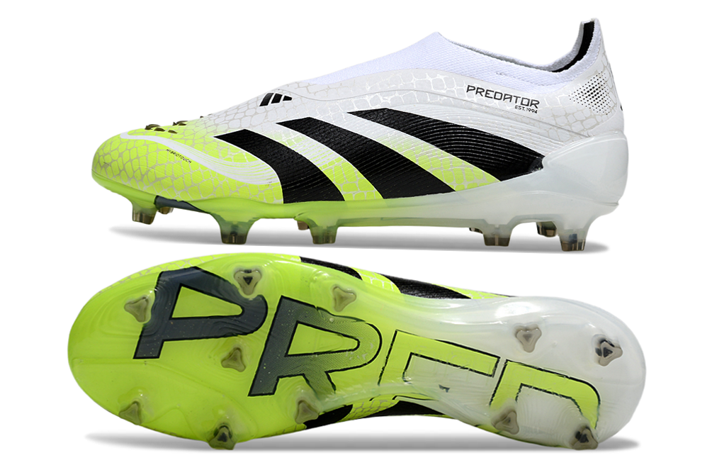 Predator Elite LL FG Football Boots - White/Green - Enhanced Grip & Control