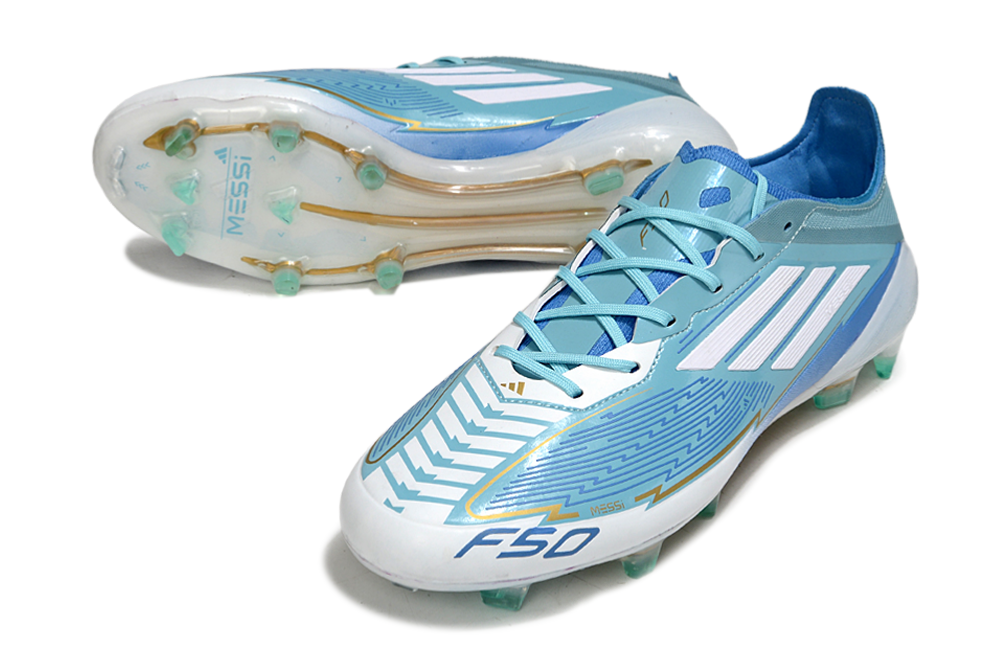 Adidas F50 Elite FG Laced Blue Ice Messi Edition - Professional Firm Ground Football Boots