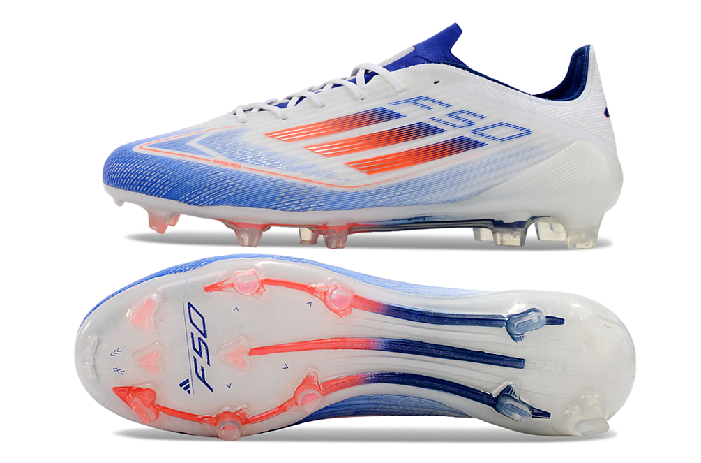 F50 Elite FG White Blue - Professional Men's Firm Ground Football Boots