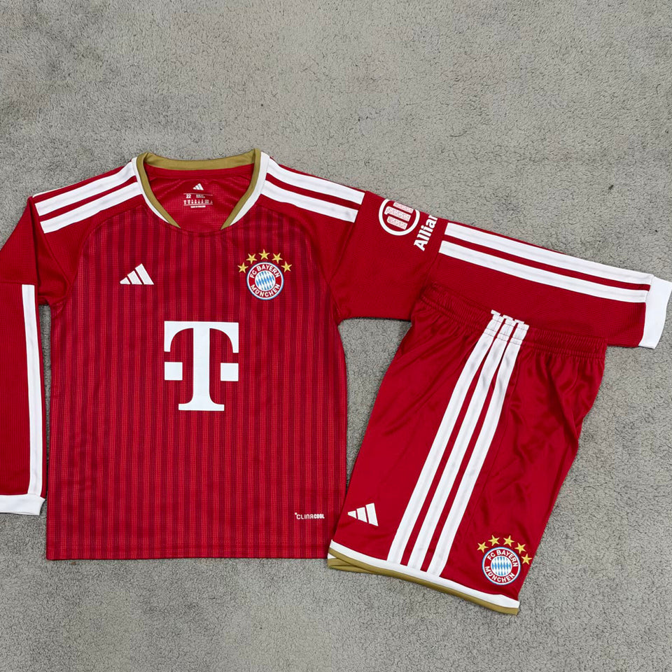 26/27 Bayern Munich Kids Long Sleeve Home Kit Stadium Version