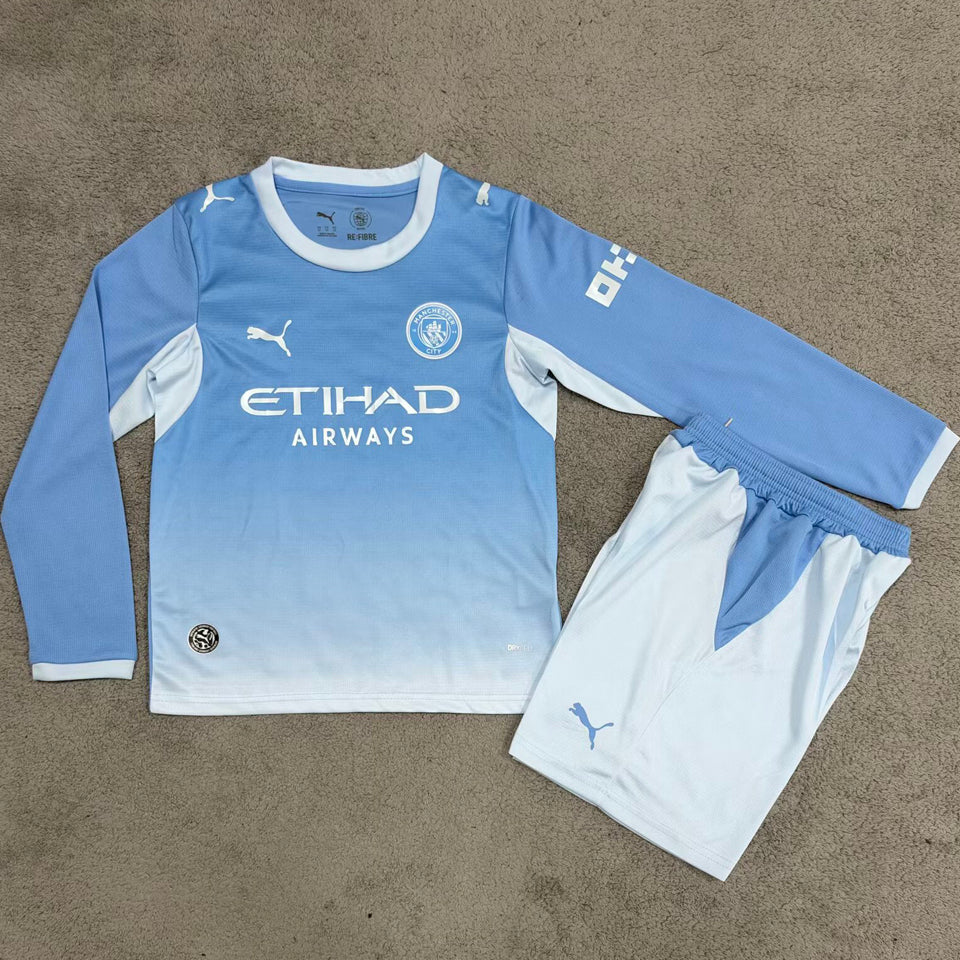 26/27 Man. City Kids Long Sleeve Home Kit Stadium Version