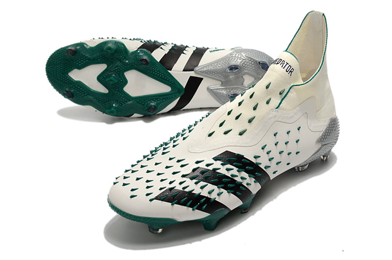 Men's Adidas Predator Freak+ FG White/Green Soccer Cleats - Brand New