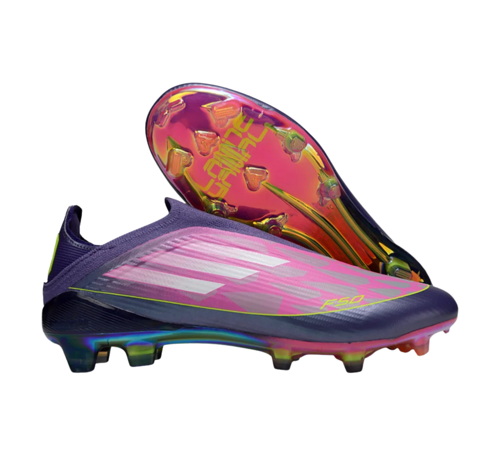 Adidas F50 Elite Laceless FG Firm Ground Soccer Cleats - Pink/Purple/Yellow