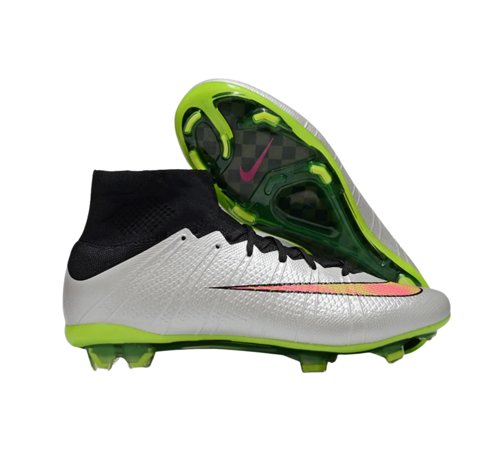 Nike Mercurial Superfly 4 Elite FG Firm Ground Soccer Cleats - Silver/Black/Yell